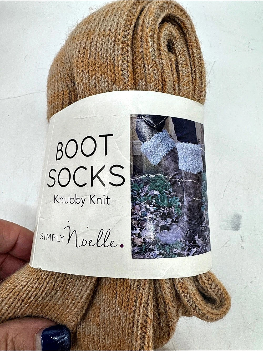 Simply Noelle Knubby Knit Boot Socks in Brown